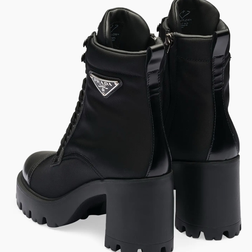 Prada Women's Black Nylon and Leather Platform Boots
